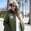 Men's San Jose Sharks Mitchell & Ness Olive Retro Satin Full-Zip Jacket