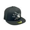 San Jose Sharks New Era 5950 Black & White Crest Logo Fitted Hat