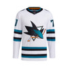 San Jose Sharks Adidas Evolve Away White Jersey - Macklin Celebrini