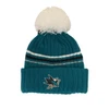 Women's San Jose Sharks 47 Fuzzy Script Crest CPK Beanie