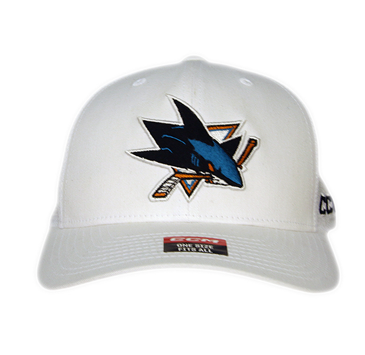 San Jose Sharks CCM White Powerplay Adjustable Hat