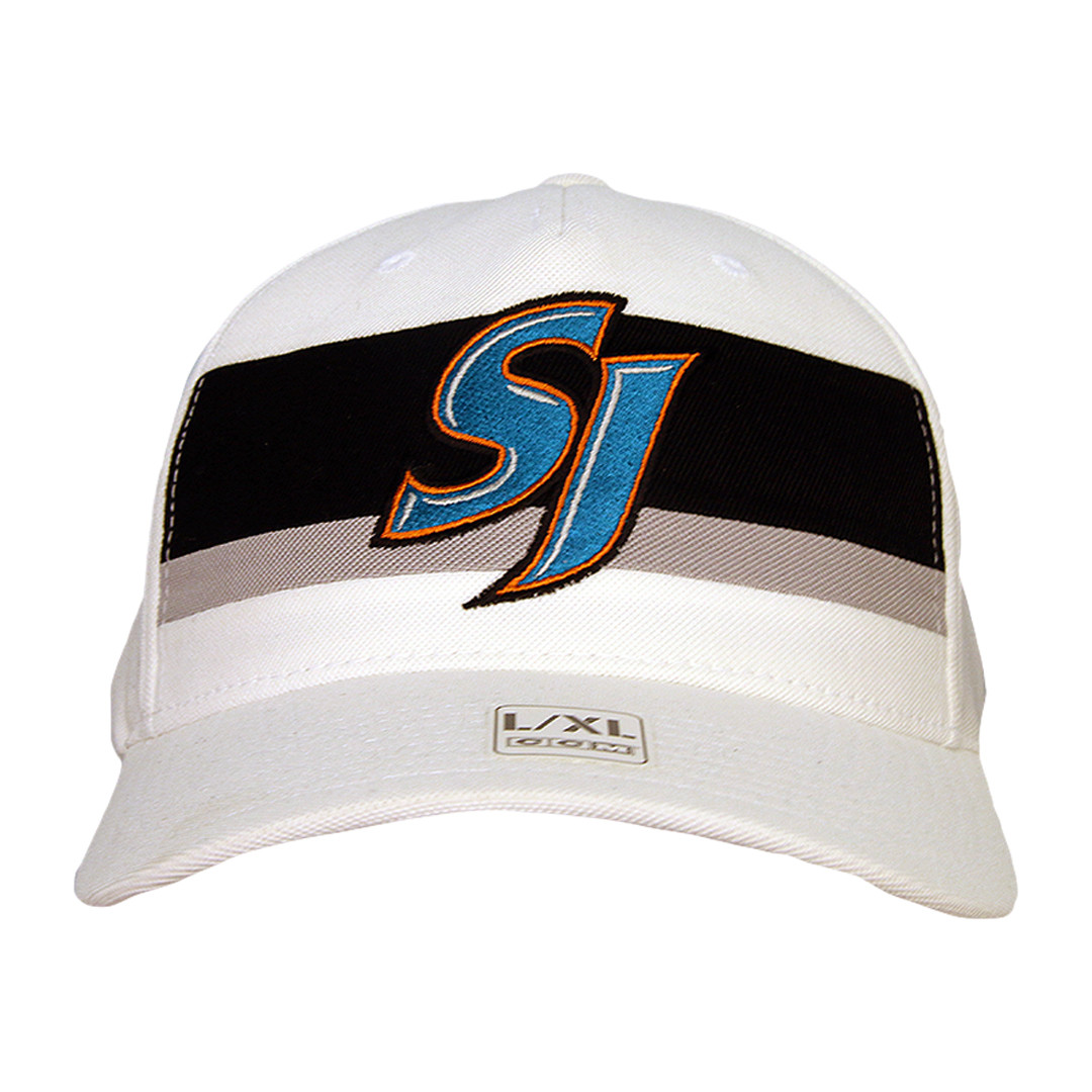 San Jose Barracuda CCM SJ Stripe Flex White Hat