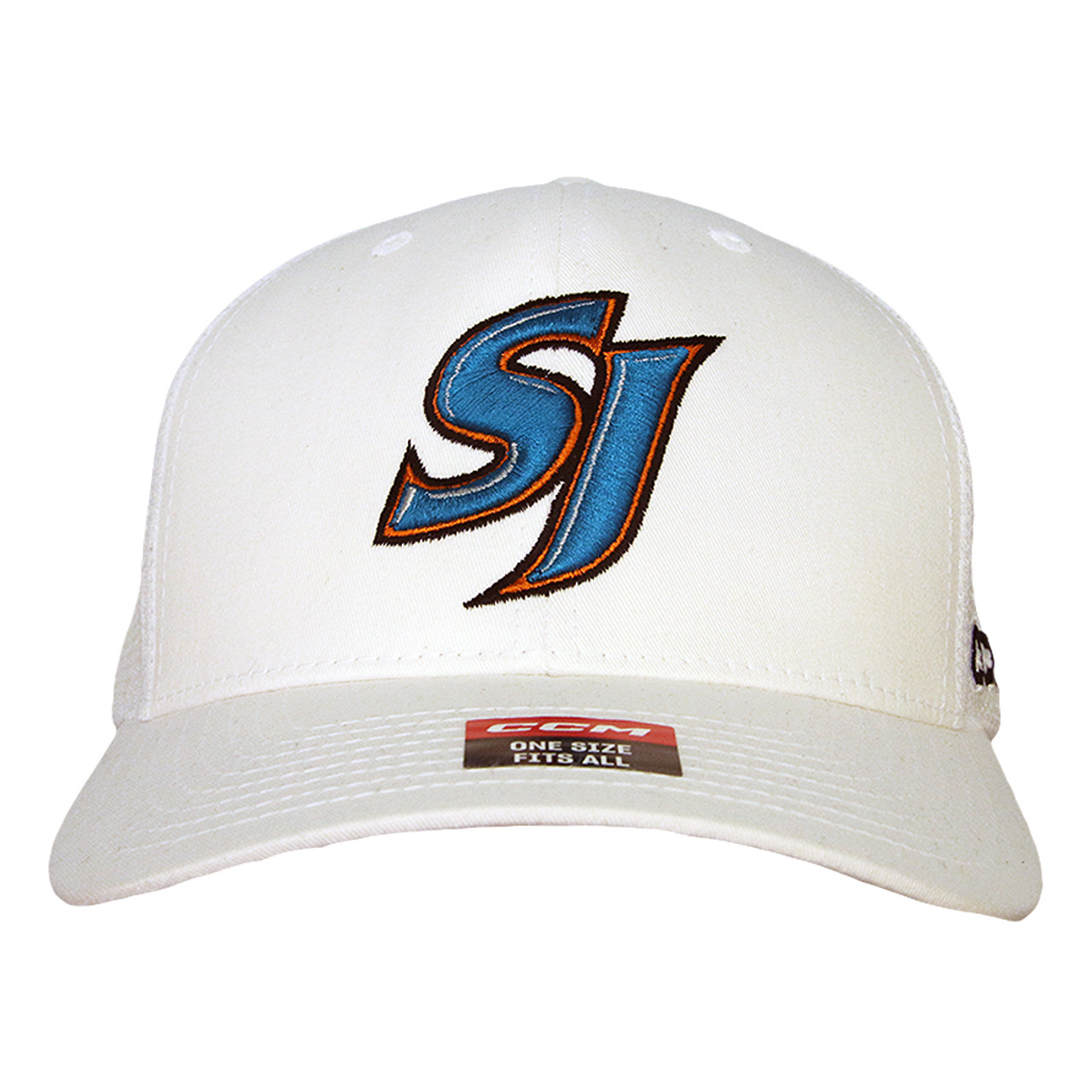 San Jose Barracuda CCM Sj Stripe Flex White Hat