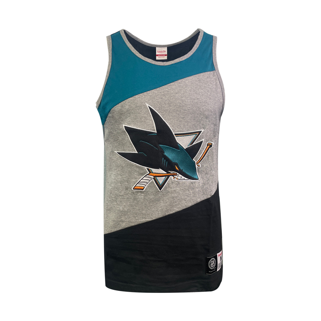 Men's San Jose Sharks Mitchell & Ness Color Blocked Tank Top