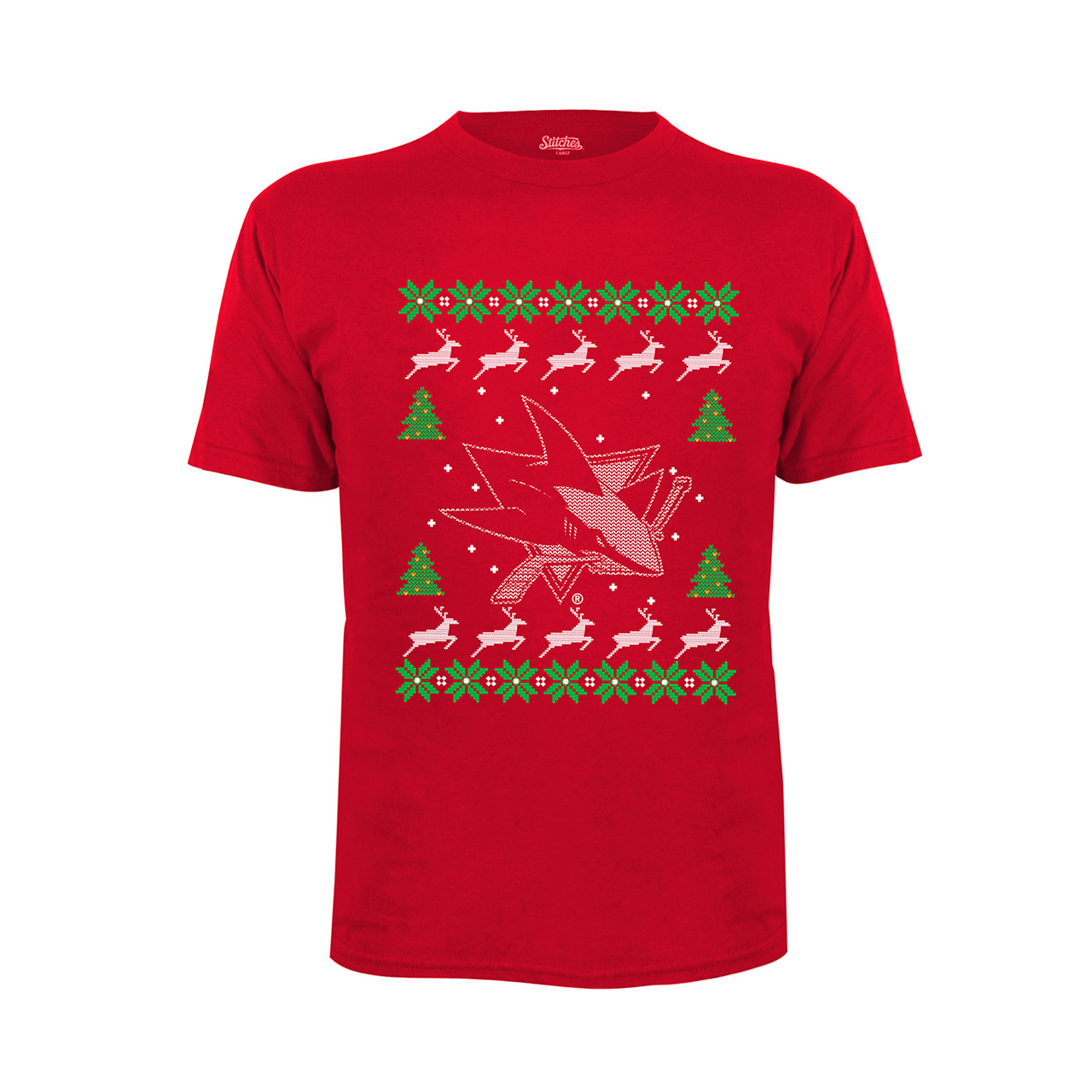 San Jose Sharks Holiday Ugly Sweater Red Tee