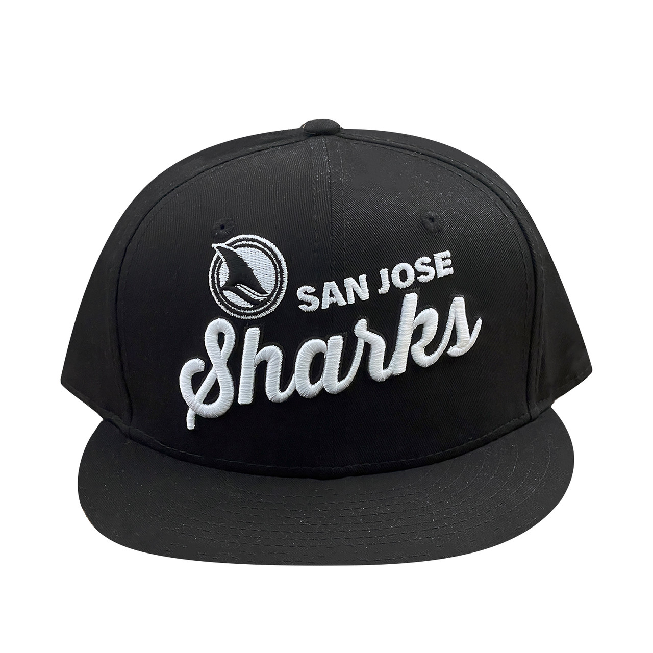 San Jose Sharks & Starter Black Ice Script Snap Hat