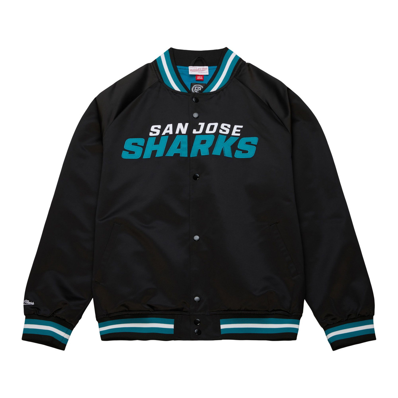 San Jose Sharks Mitchell & Ness Lightweight Satin Black Jacket