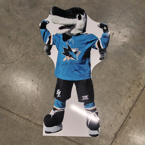 sharkie lifesized cutout on coroplast.  Minimal wear and edge damage - as is.  Approx 6' tall.  Signed. Flex pose