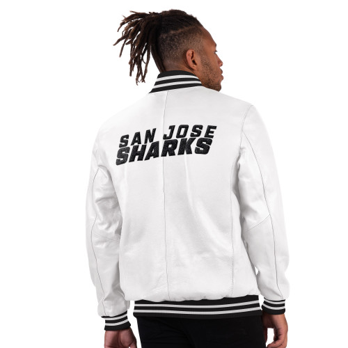 San Jose Sharks & Starter Black Ice Varsity Leather Jacket