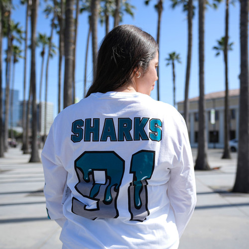San Jose Sharks Freak Shark White Long-Sleeve Tee