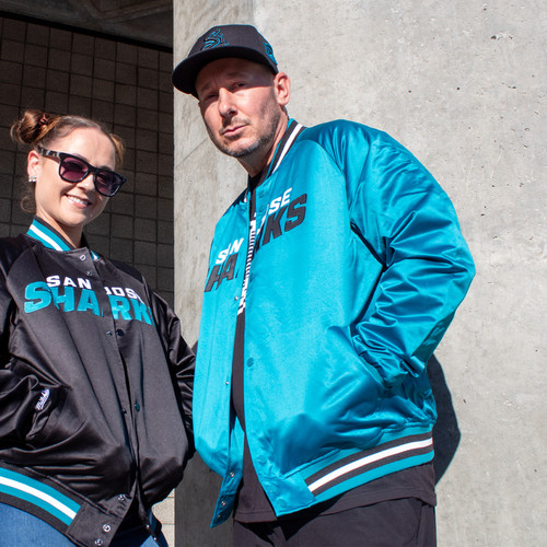 San Jose Sharks Mitchell & Ness Lightweight Satin Teal Jacket