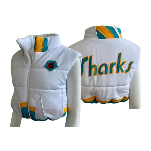 Women's San Jose Sharks Refried Apparel Reverse Retro Cropped Puffer Vests