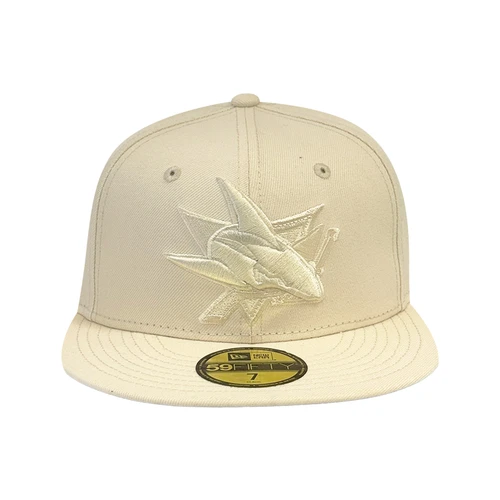 San Jose Sharks New Era 5950 Embossed Bone Fitted Hat