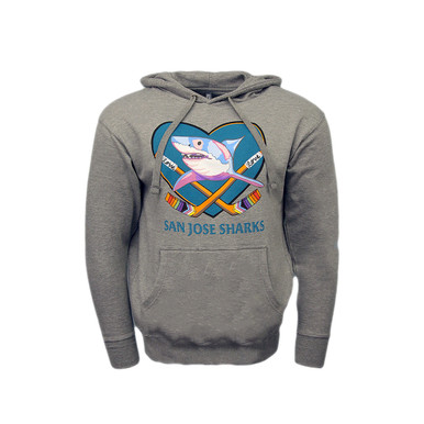 Sportiqe San Jose Sharks Gray Crewneck Sweater with Fin Logo