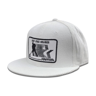 San Jose Sharks & Starter Black Ice Label Corduroy Snap Hat