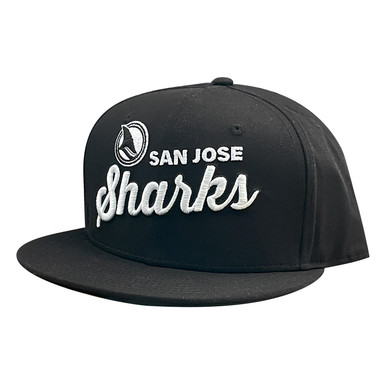 San Jose Sharks & Starter Black Ice Script Snap Hat