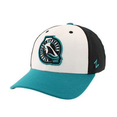 as if calie☆EPA BALL CAP San Jose Sharks Zephyr Cali Fin White/Teal Flexible Hat