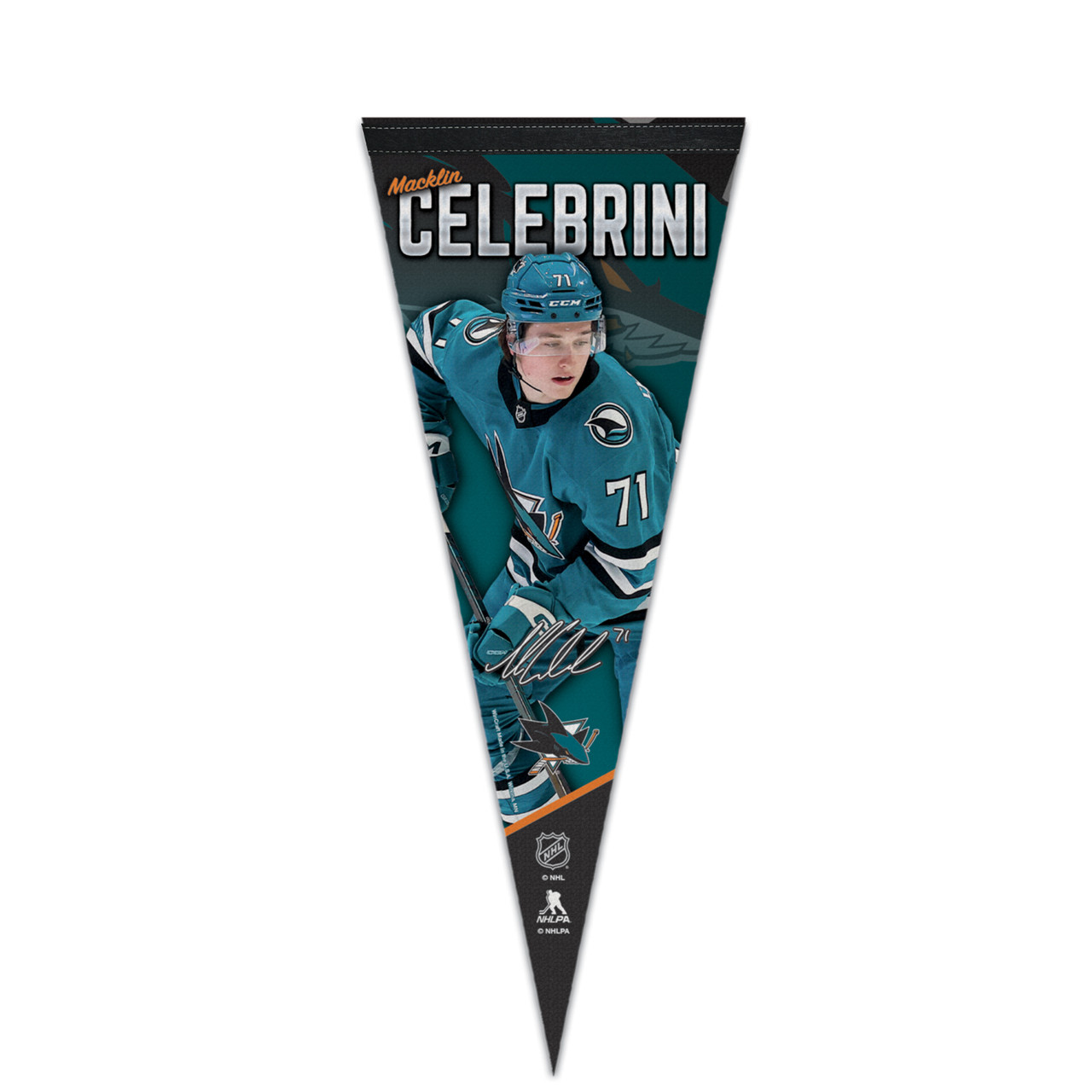 アメリカ物★プロテインメーカー MET-Rx 垂れ幕 旗★選手権大会 宣伝用 San Jose Sharks #71 Macklin Celebrini 12x30 Pennant