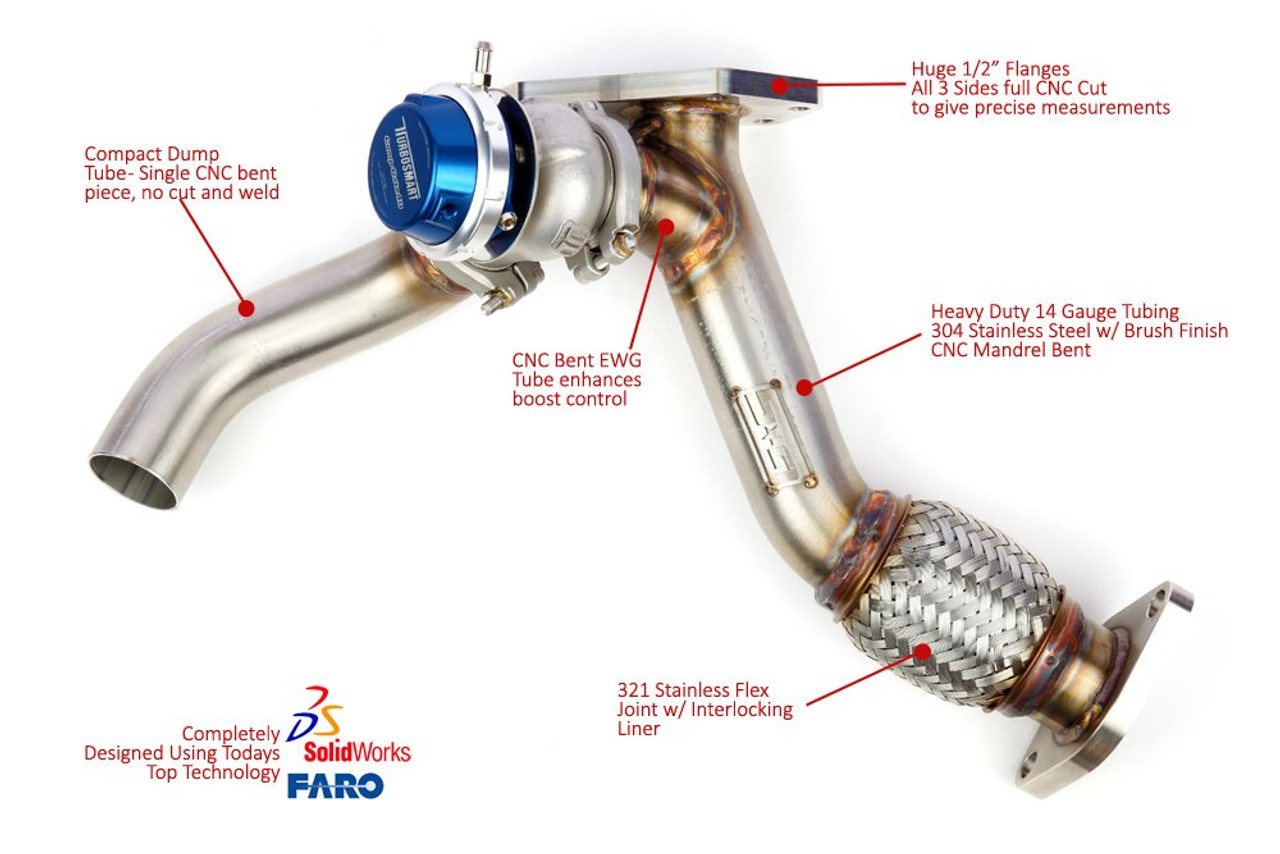 GRIMMSPEED WASTEGATE UP PIPE W/ DUMP TUBE 44/55MM V-BAND