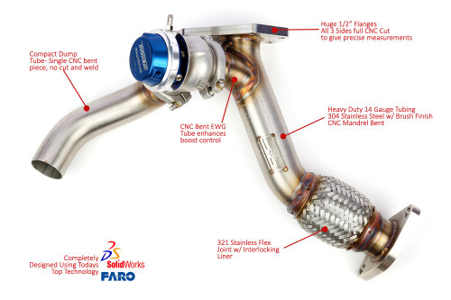 GRIMMSPEED WASTEGATE UP PIPE W/ DUMP TUBE 44/55MM V-BAND