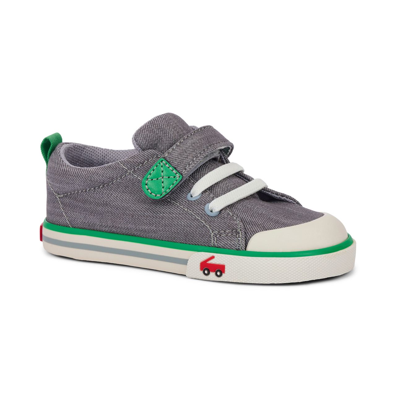 Stevie II Gray Denim/Green - See Kai Run