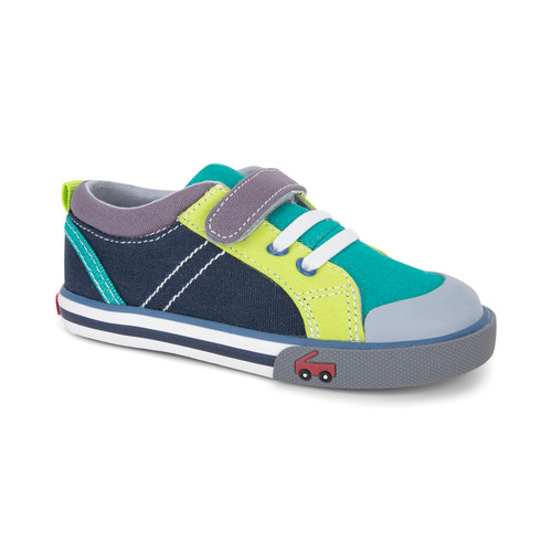 Front-Right Side view of the Tanner Teal/Navy shoe