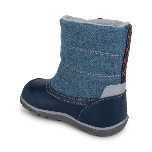 Back-Left Side view of Baker Waterproof/Insulated Blue boot