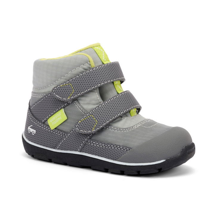Side Angle View Atlas Waterproof/Insulated Gray/Lime