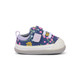 Side Angle View of the Stevie Mini (First Walker) Blue Denim/Floral