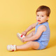 Photo of a child wearing the Connor Mini (First Walker) White/Red