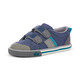 Left Side view of the Russell Navy/Teal shoe