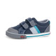 Left Side view of the Russell Navy/Teal shoe