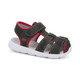 side angle view of a Gray/Red Sandal