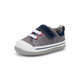 Side angle view of Stevie (First Walker) Gray Denim