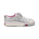 Side angle view of a Kristin Silver/Pink