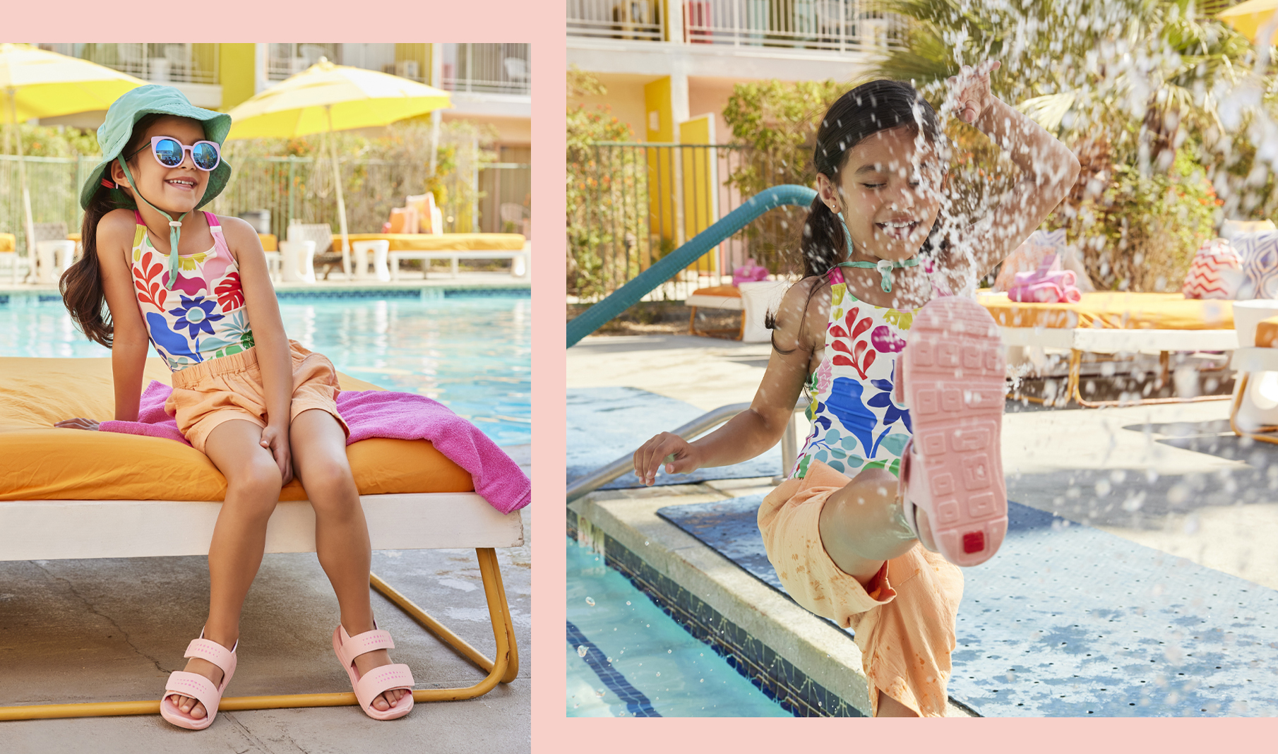 Girl splashing in sandals