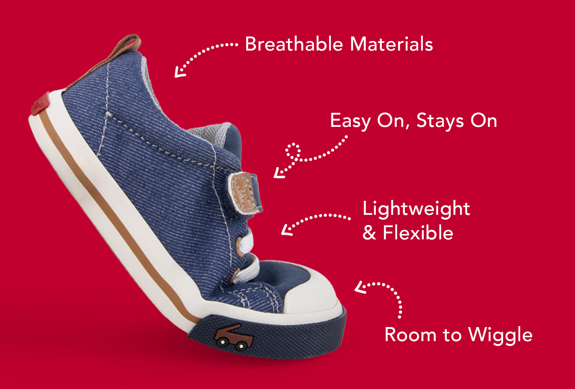 Stevie Shoe Flexing. Breathable, Easy On, Lightweight, Flexible, Room to Wiggle