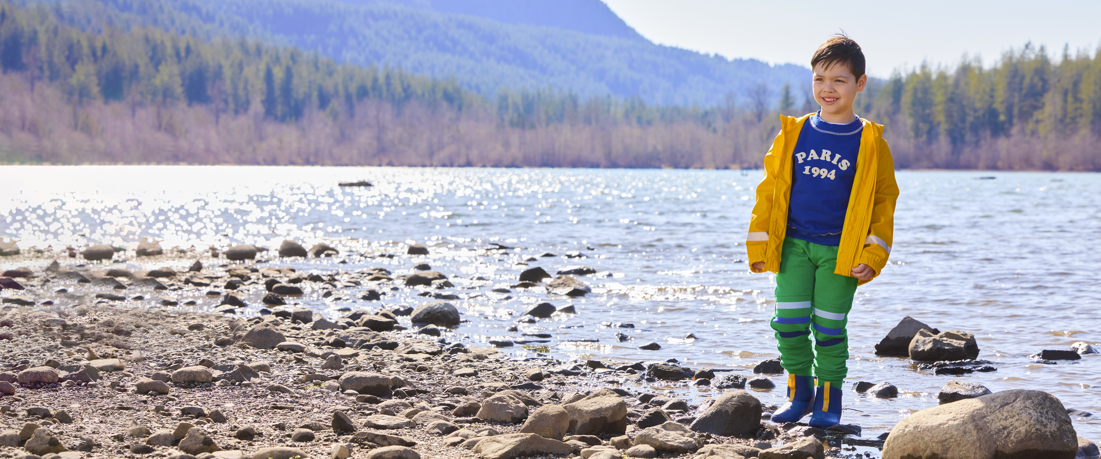 Boy wearing Ame Rainboots