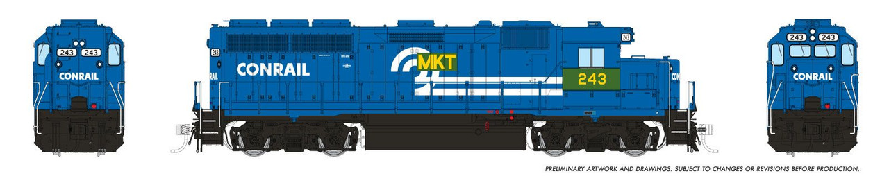 1078025 - Rapido - HO EMD GP40 (DC/Silent): MKT - Conrail Patch: #243