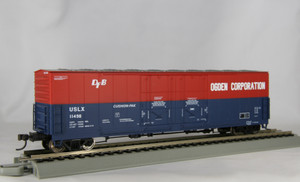 1762-1 Atlas HO 53' Evans Double Plug Door Box Car, Ogden Corporation (Blue/Red/White) Road Number 11498