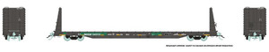 147009A Rapido HO The Canadian 66 ft Bulkhead Flatcar - Single Car - BNSF Railway, Green w/ White Lettering & Yellow Conspicuity Stripes, 545737 147009A Rapido HO The Canadian 66 ft Bulkhead Flatcar - Single Car - BNSF Railway, Green w/ White Lettering & Yellow Conspicuity Stripes, 545737