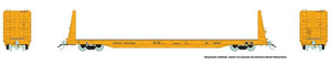147007A Rapido HO Canadian 66 ft Bulkhead Flatcar - Single Car - Ontario Northland (ONT), Yellow Scheme With Black Lettering, 10535 147007A Rapido HO Canadian 66 ft Bulkhead Flatcar - Single Car - Ontario Northland (ONT), Yellow Scheme With Black Lettering, 10535
