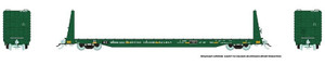 147005A Rapido HO Canadian 66 ft Bulkhead Flatcar - Single Car - British Columbia Railway (BCOL), Light Green With White Lettering, 866678