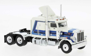 175-85714 -Brekina Automodelle - 1973 Peterbilt 359 Sleeper-Cab Tractor - Assembled -- White, Blue 175-85714 -Brekina Automodelle - 1973 Peterbilt 359 Sleeper-Cab Tractor - Assembled -- White, Blue