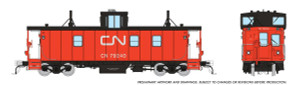 166002 - Rapido HO Scale Canadian National Hawker Siddeley Caboose Van -- CN - As Delivered Red/Orange Steps: #79240