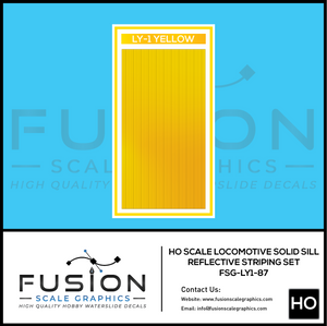 FSG-LY1-87 - Fusion Scale Grachics HO Railroad Locomotive Yellow Reflective Sill Stripes Set FSG-LY1-87 - Fusion Scale Grachics HO Railroad Locomotive Yellow Reflective Sill Stripes Set