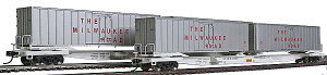 932-240856 - Walthers Gold Line HO Flexi-Van Flat Car with Trailer 2 Pack - Milwaukee Road 932-240856 - Walthers Gold Line HO Flexi-Van Flat Car with Trailer 2 Pack - Milwaukee Road