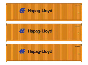 949-18252  - Walthers SceneMaster HO - 40' Fully Corrugated Container - 3-Pack -- HAPAG-LIOYD