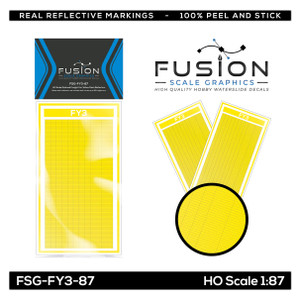 FSG-FY3-87 - Fusion Scale Graphics - HO Scale Freight Car Bright Yellow Reflective Markings Set