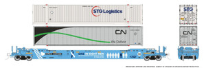 1132002 - Rapido - HO 53' Husky-Stack well car + containers: RPDX "Prostate Cancer Awareness": #654685
